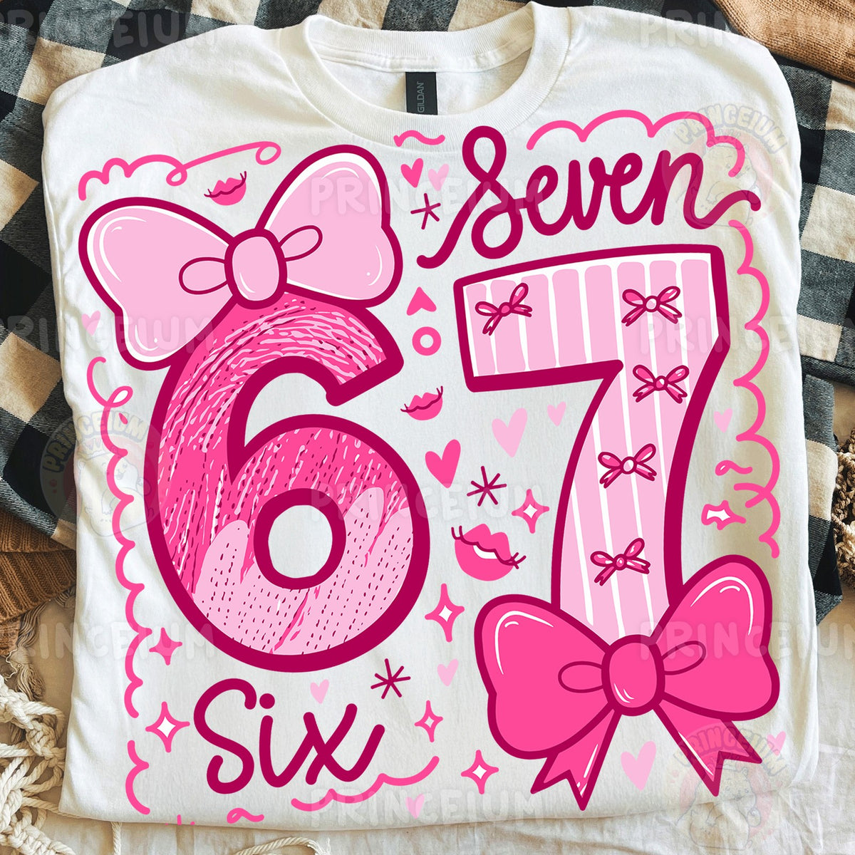 Pink Bow Six Seven Birthday