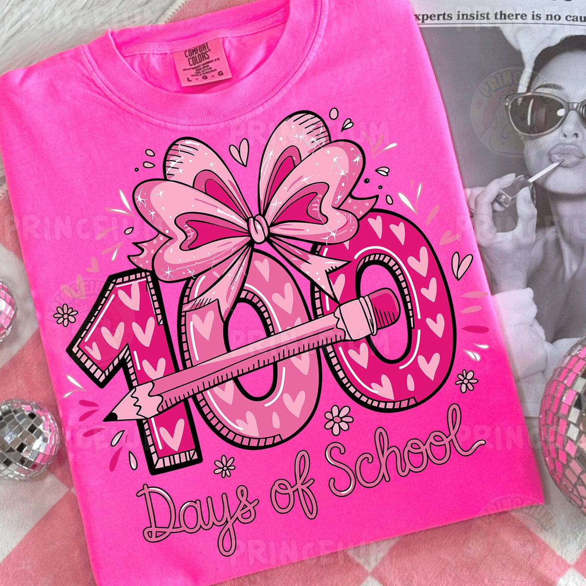 Pink Bow 100 Days of School