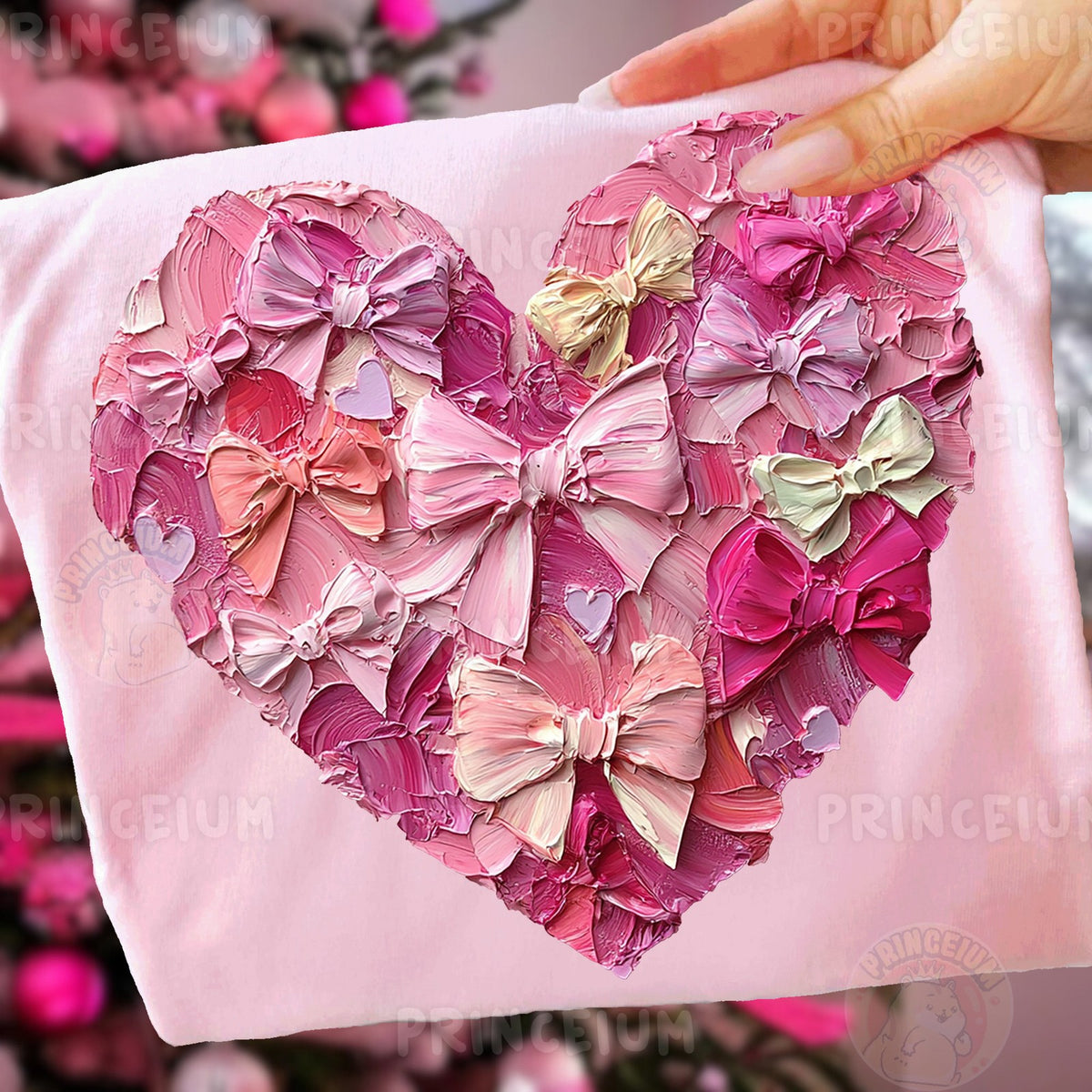Painted Pink Bow Heart