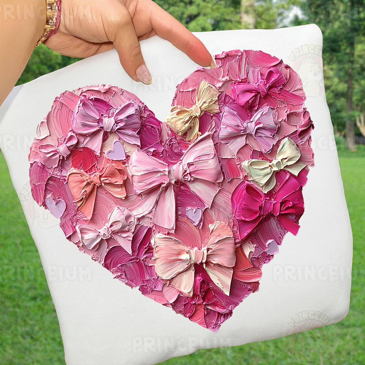 Painted Pink Bow Heart