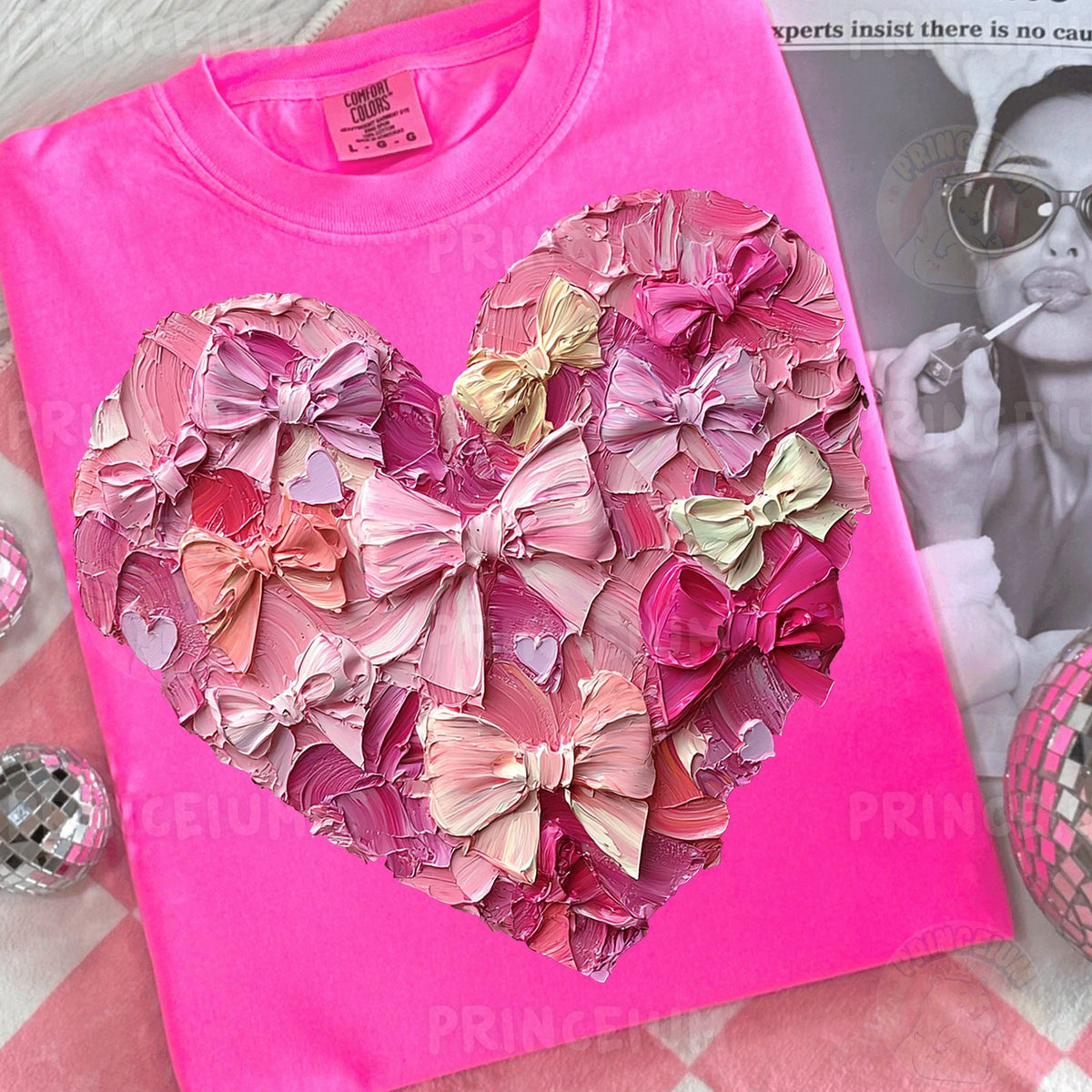 Painted Pink Bow Heart