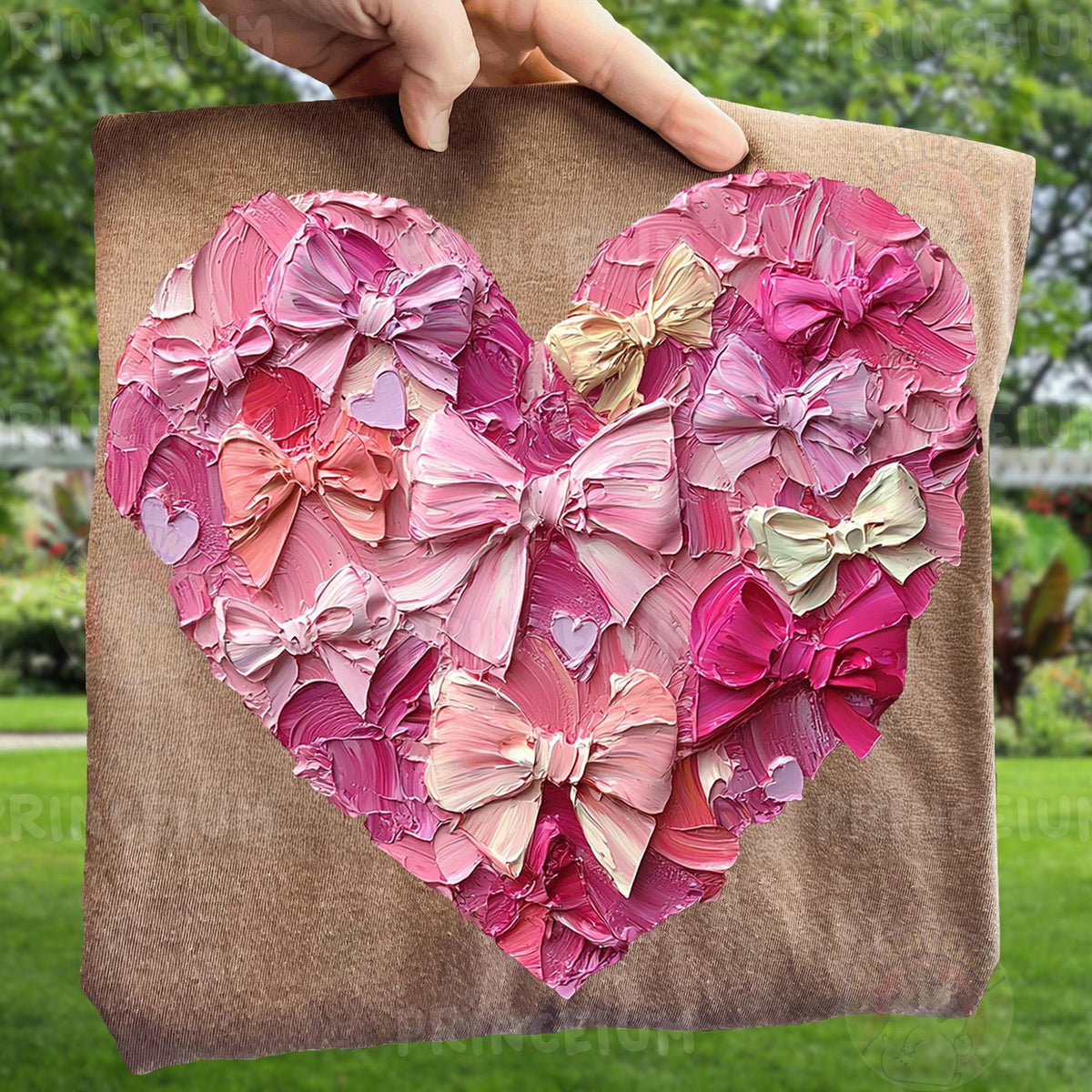 Painted Pink Bow Heart