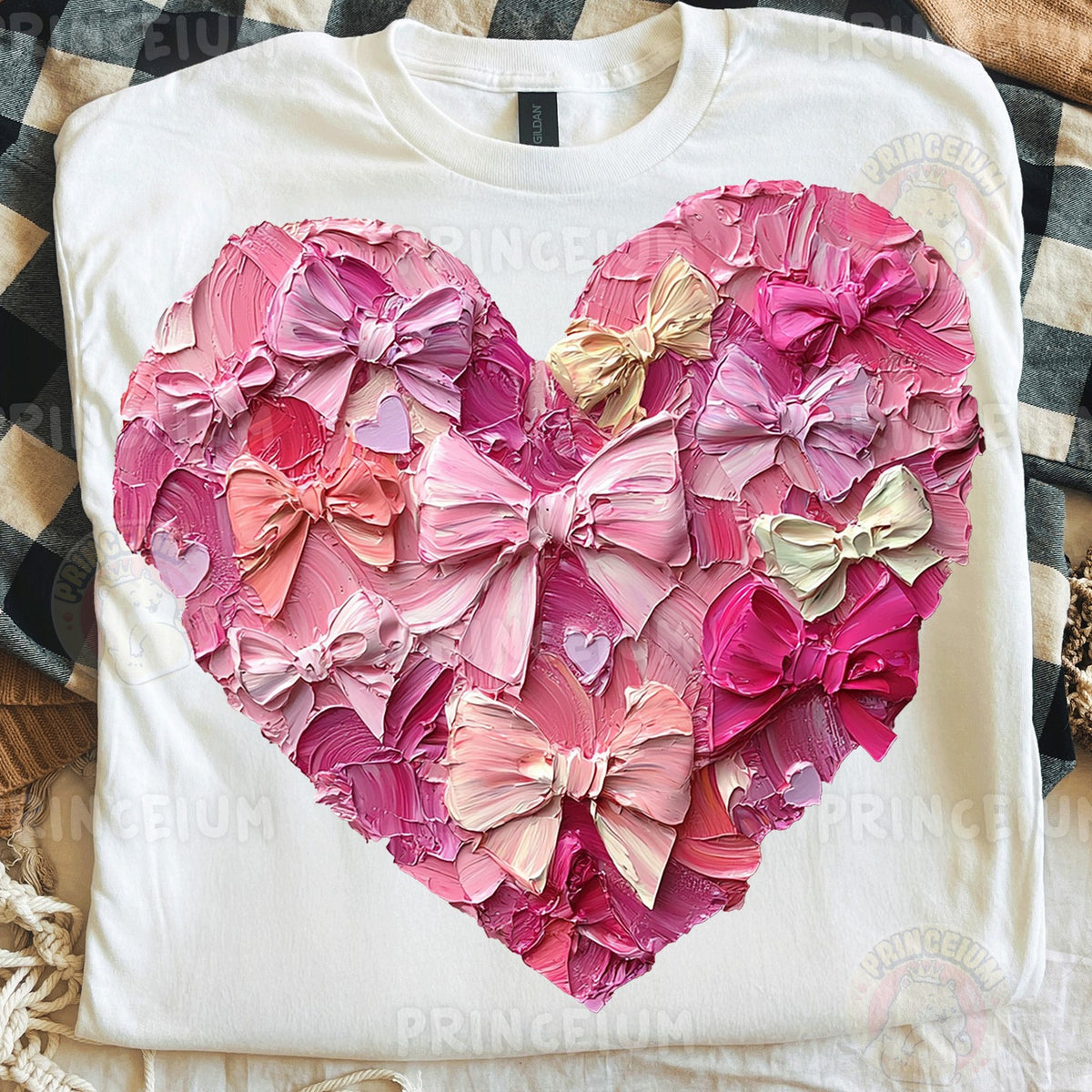 Painted Pink Bow Heart