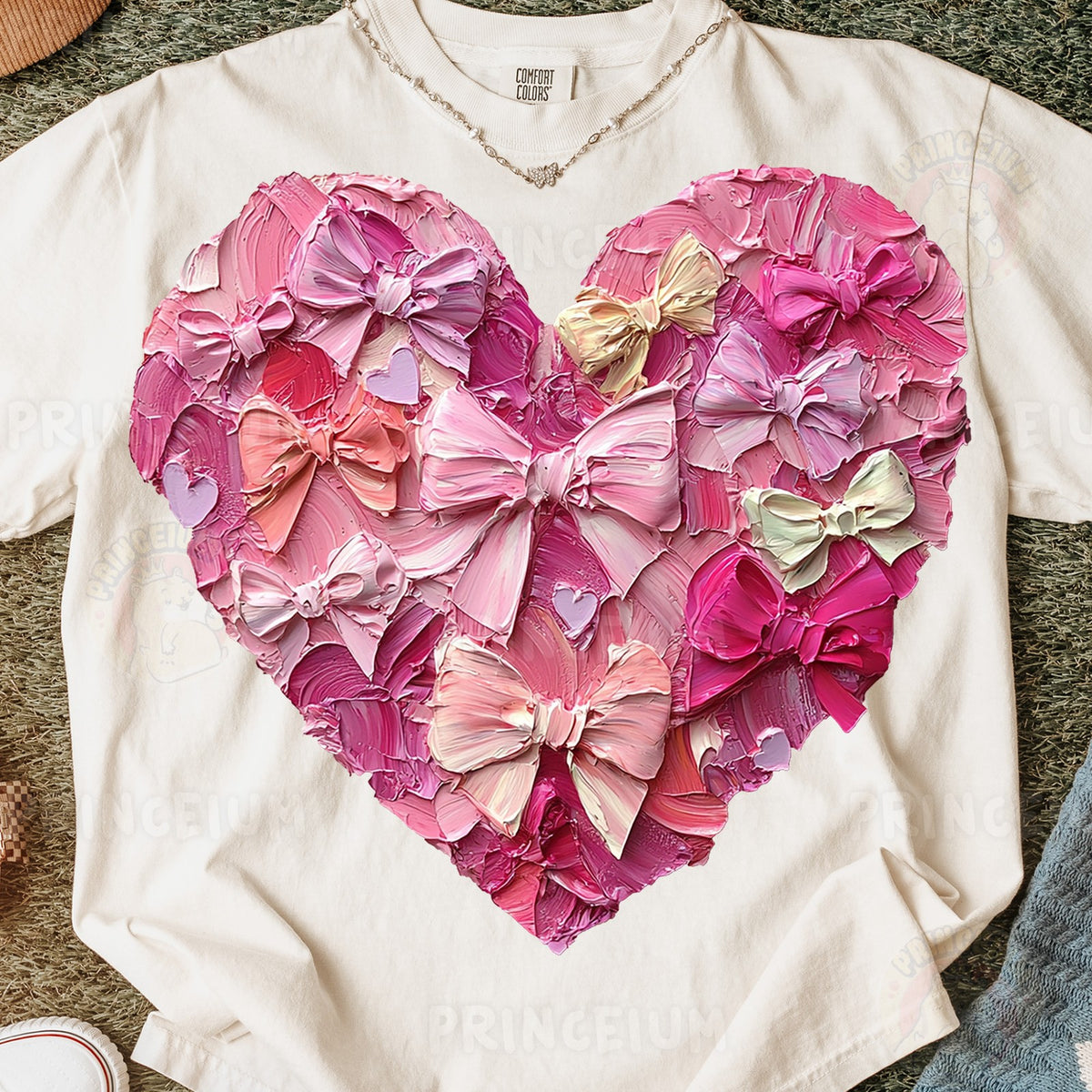 Painted Pink Bow Heart