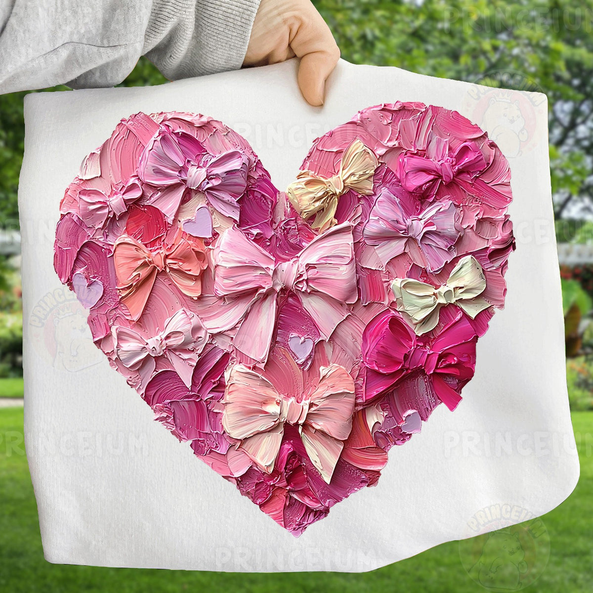 Painted Pink Bow Heart