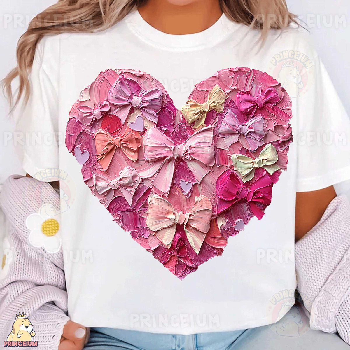 Painted Pink Bow Heart