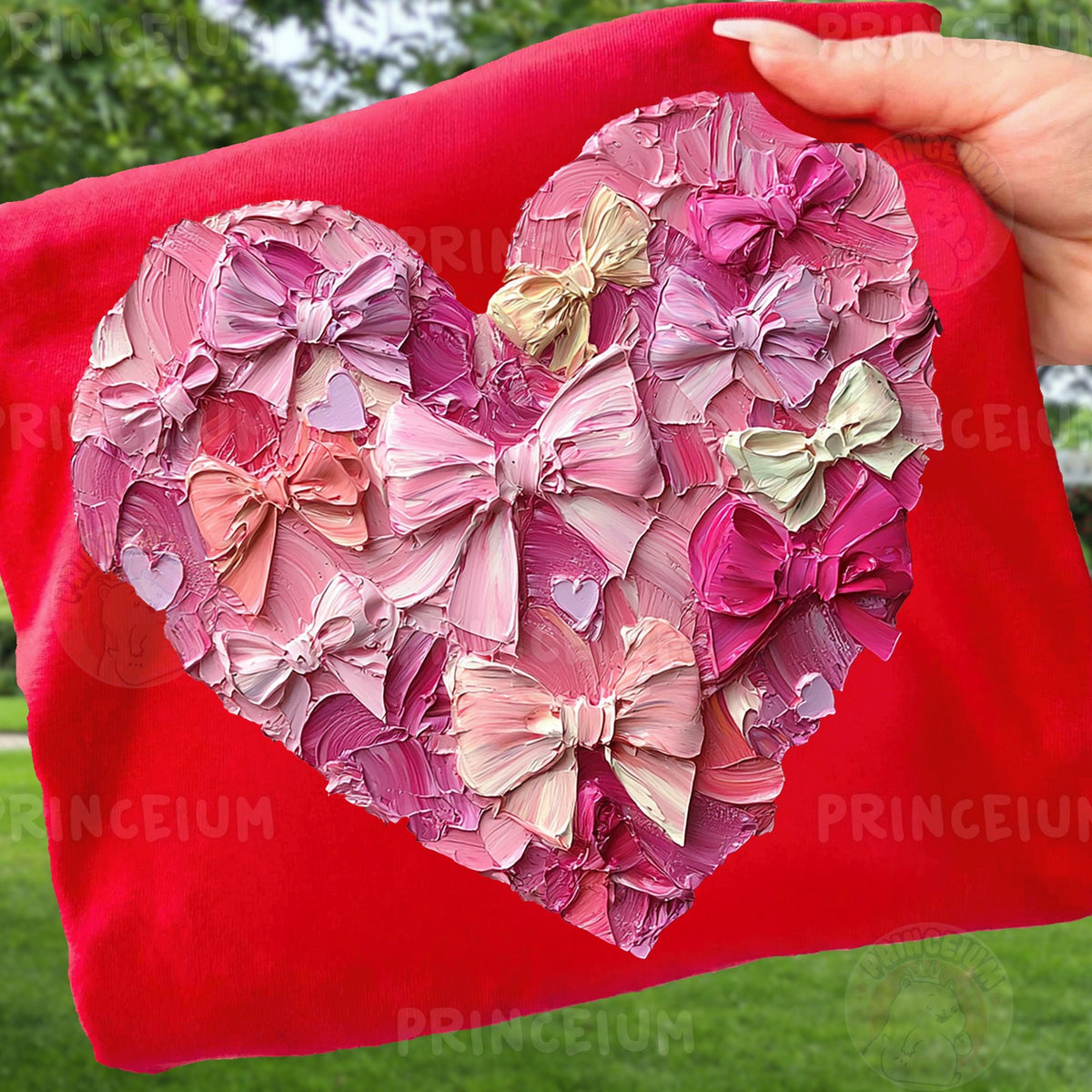 Painted Pink Bow Heart