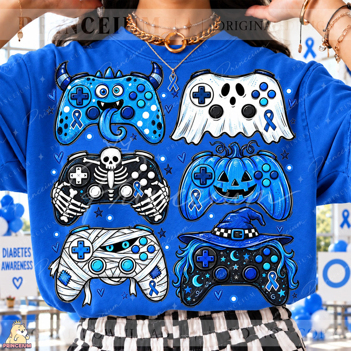 Spooky Gaming Controllers Blue Ribbon