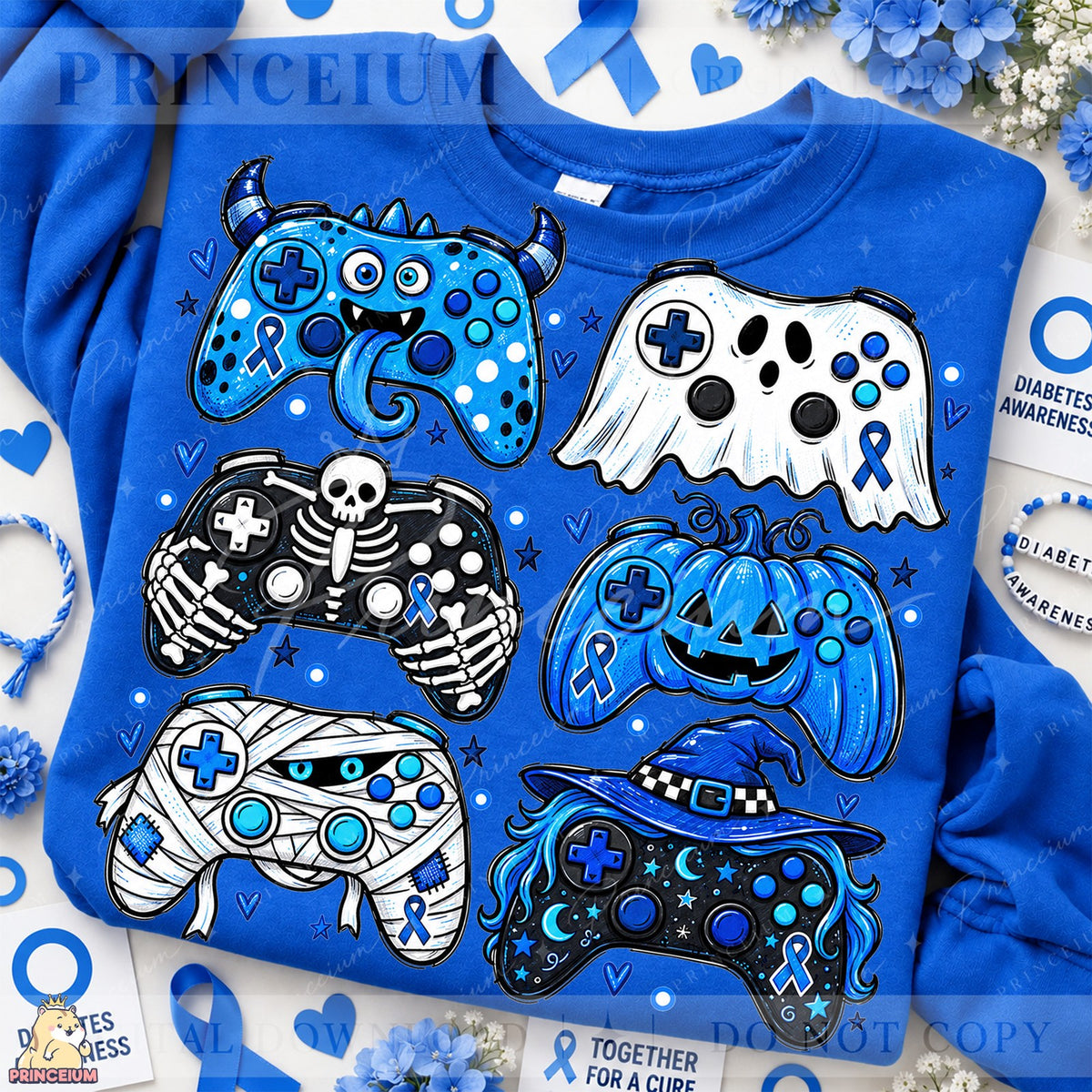 Spooky Gaming Controllers Blue Ribbon