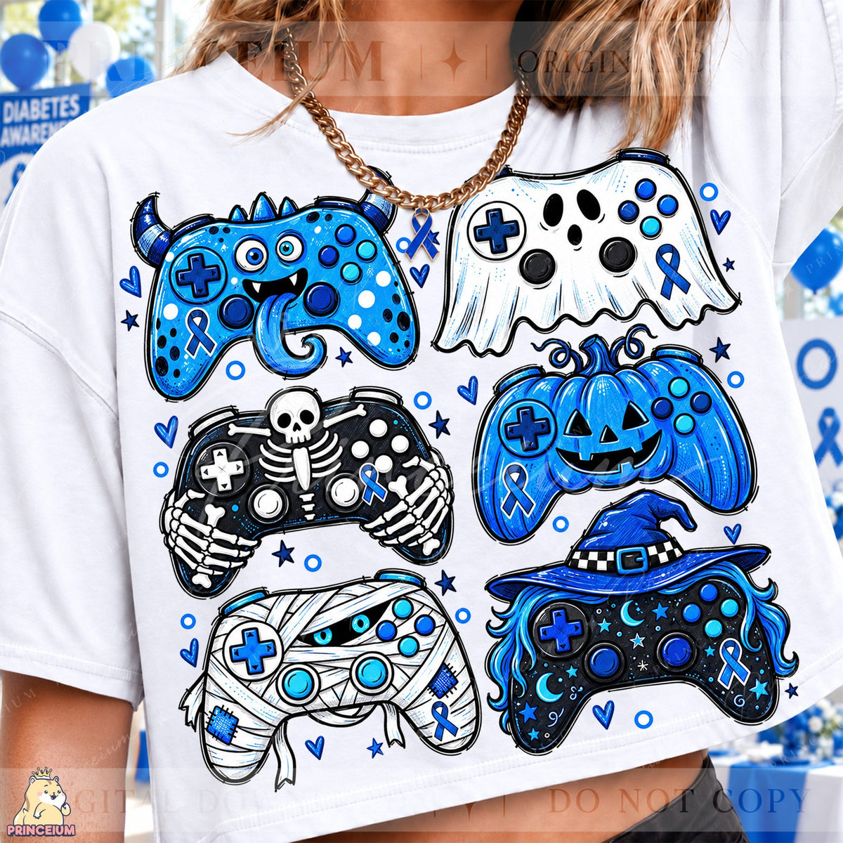 Spooky Gaming Controllers Blue Ribbon