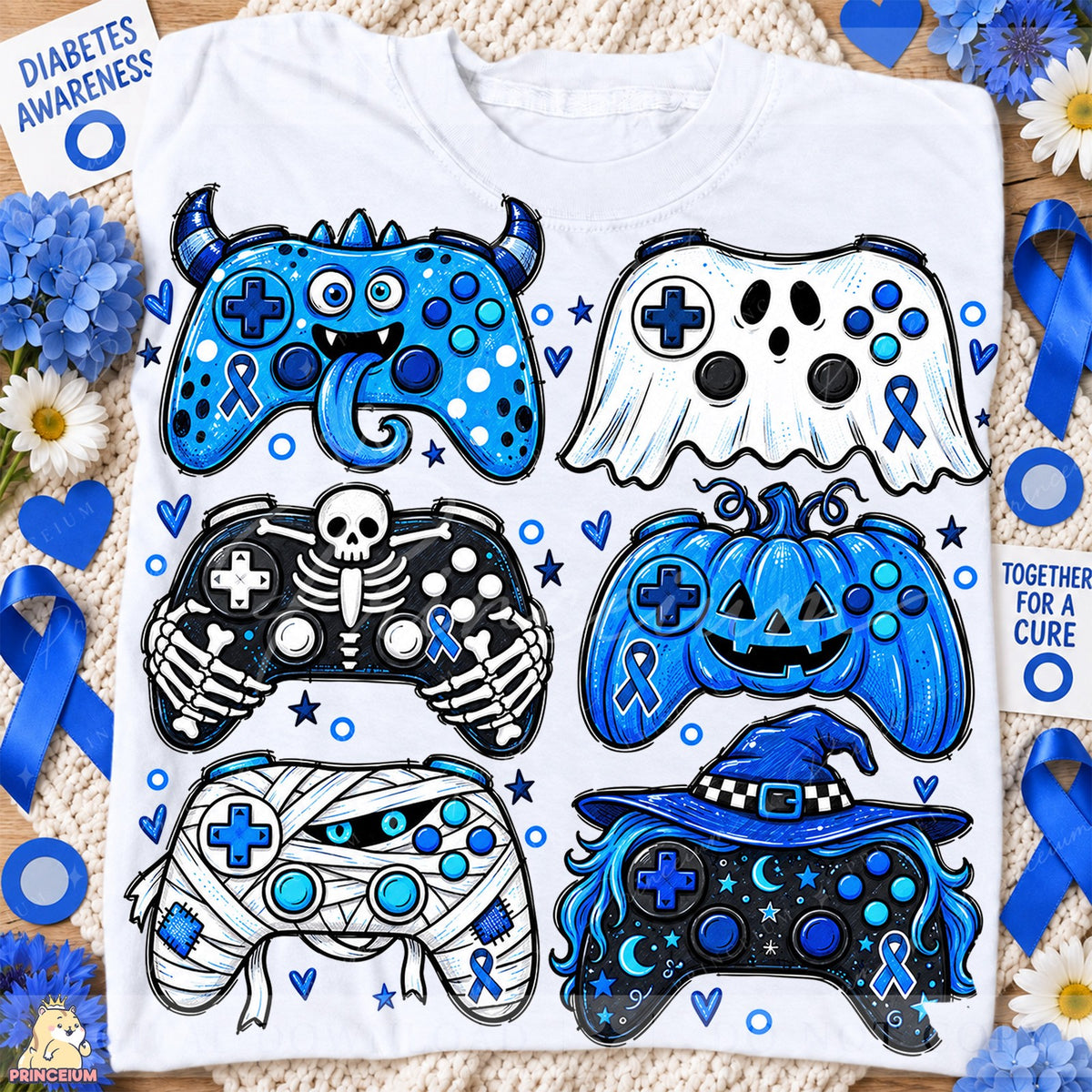 Spooky Gaming Controllers Blue Ribbon