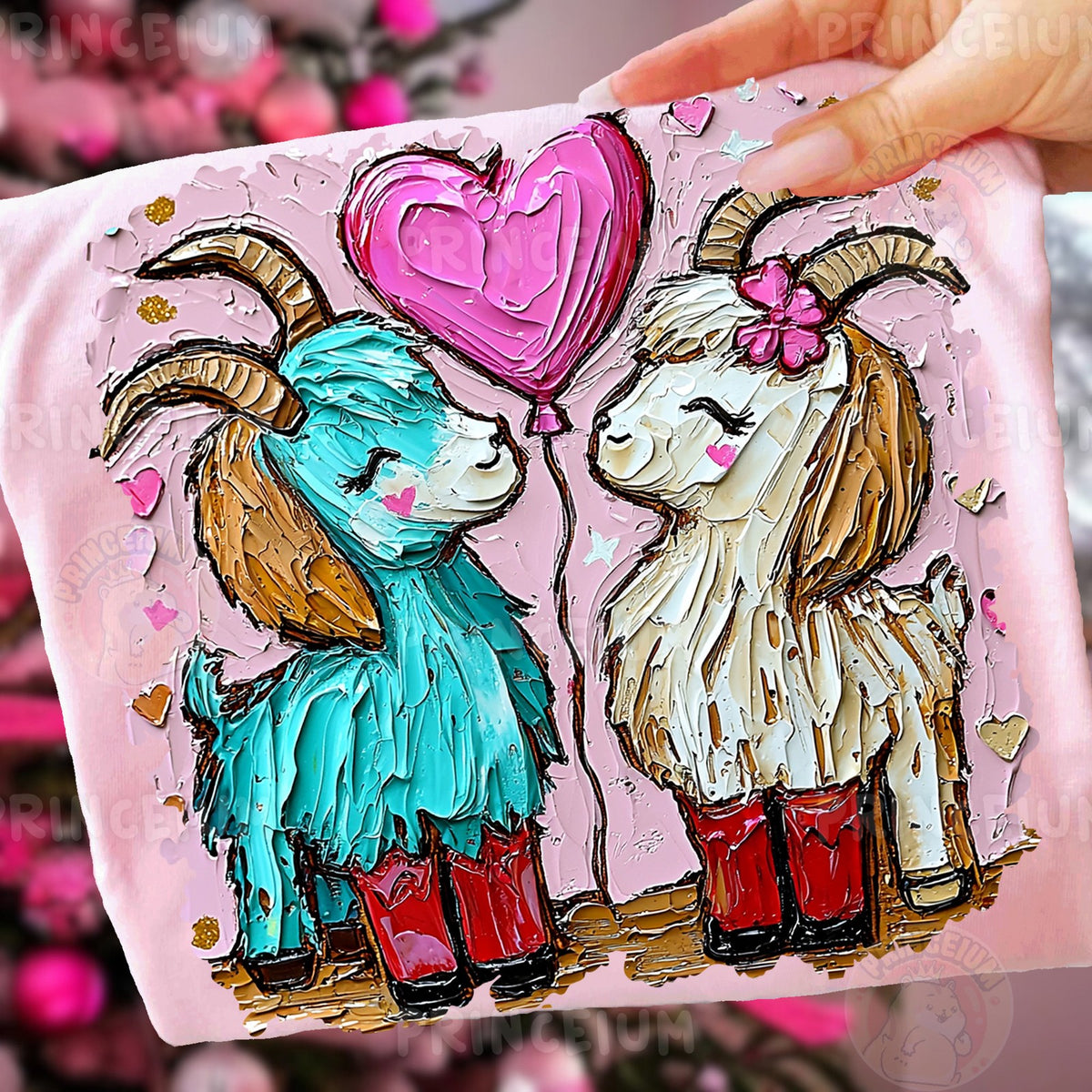 Lovestruck Goats with Heart Balloon