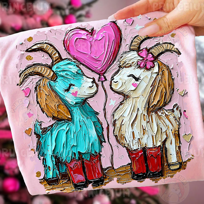 Lovestruck Goats with Heart Balloon