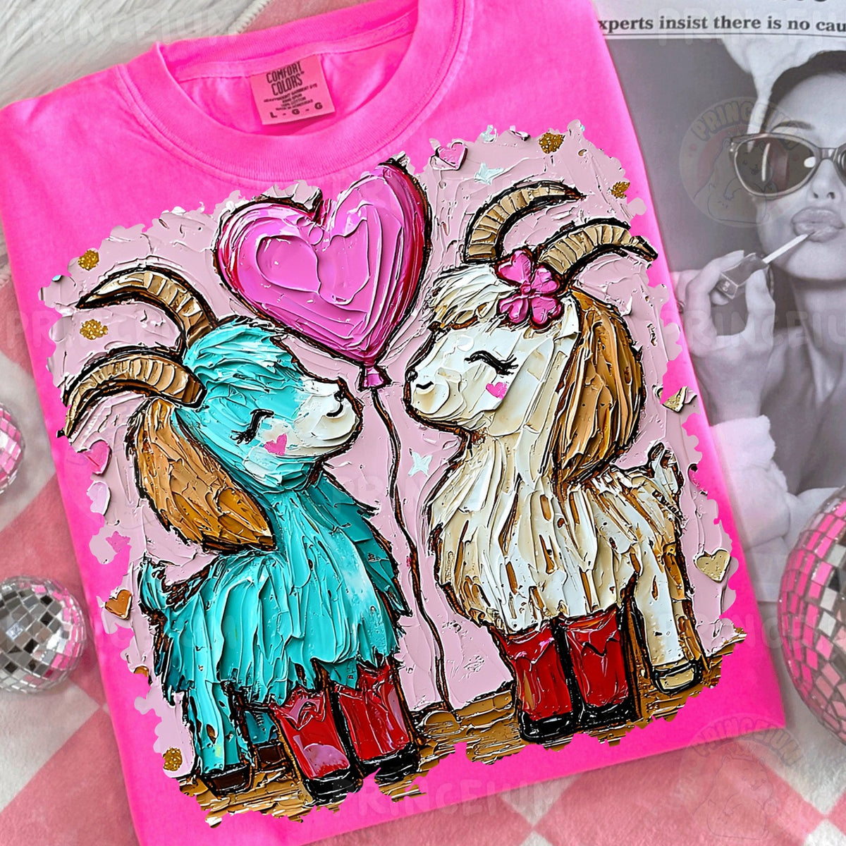 Lovestruck Goats with Heart Balloon