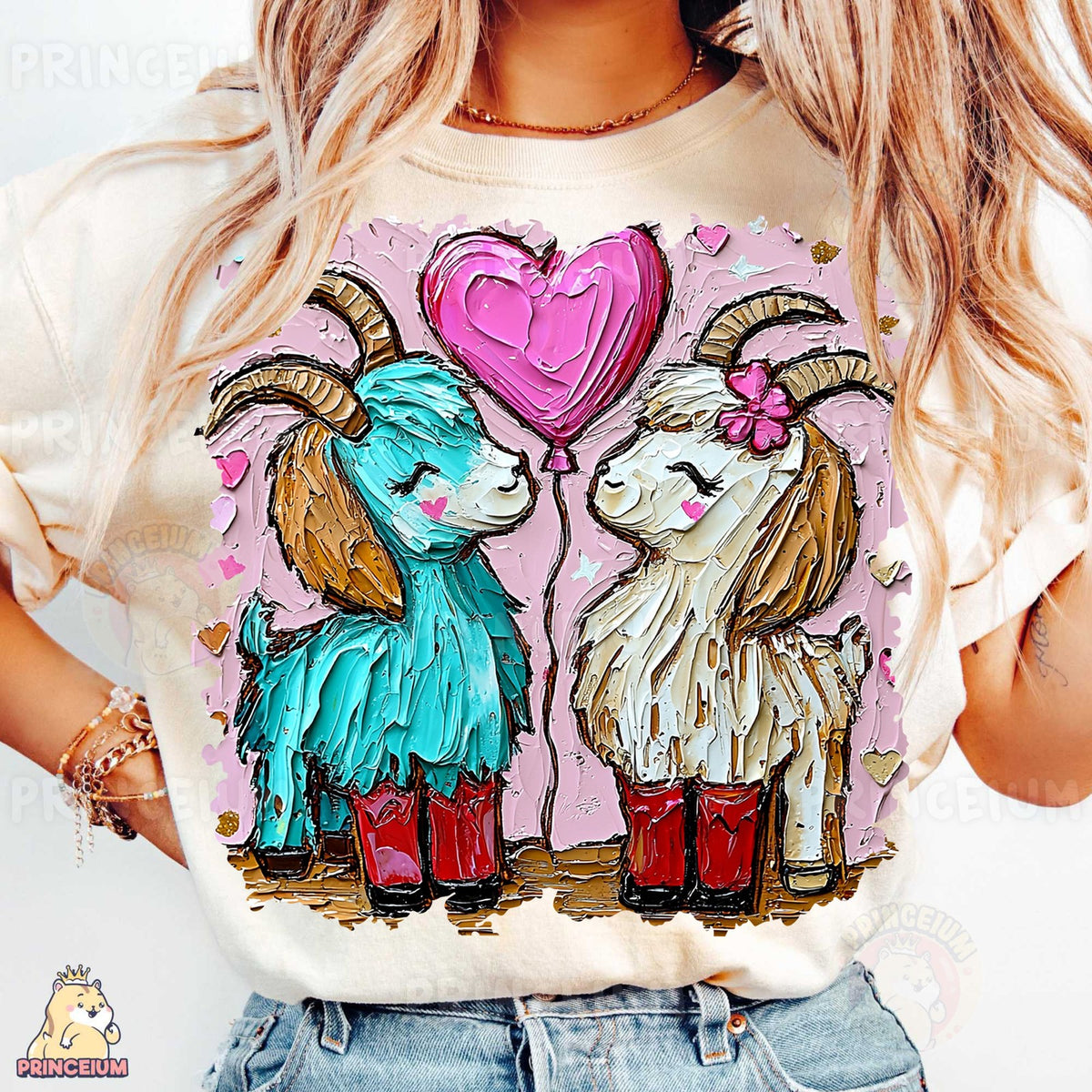 Lovestruck Goats with Heart Balloon