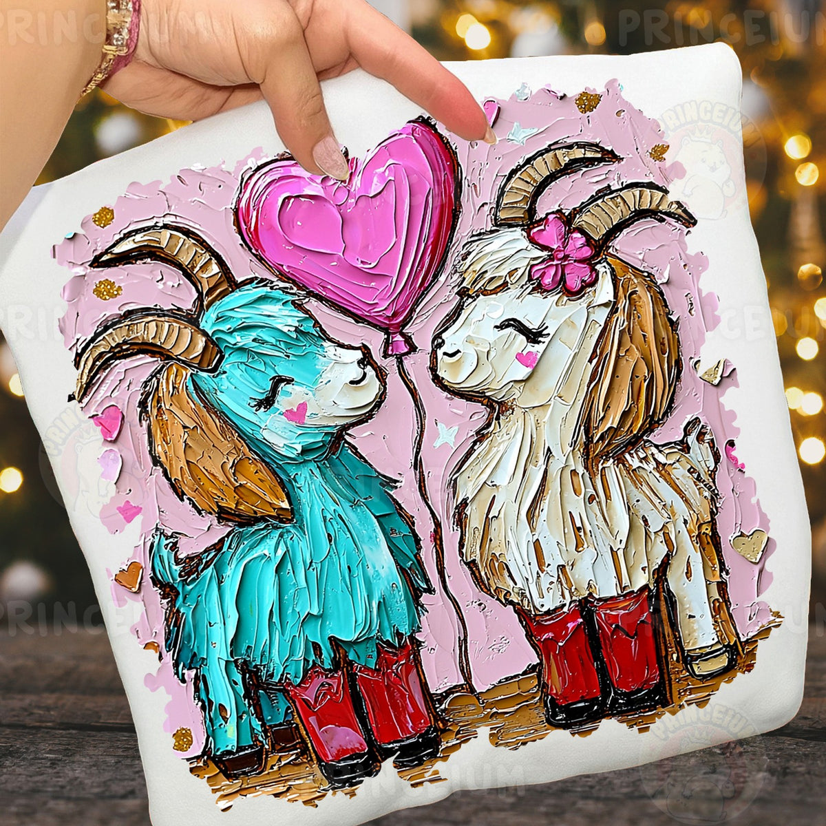 Lovestruck Goats with Heart Balloon