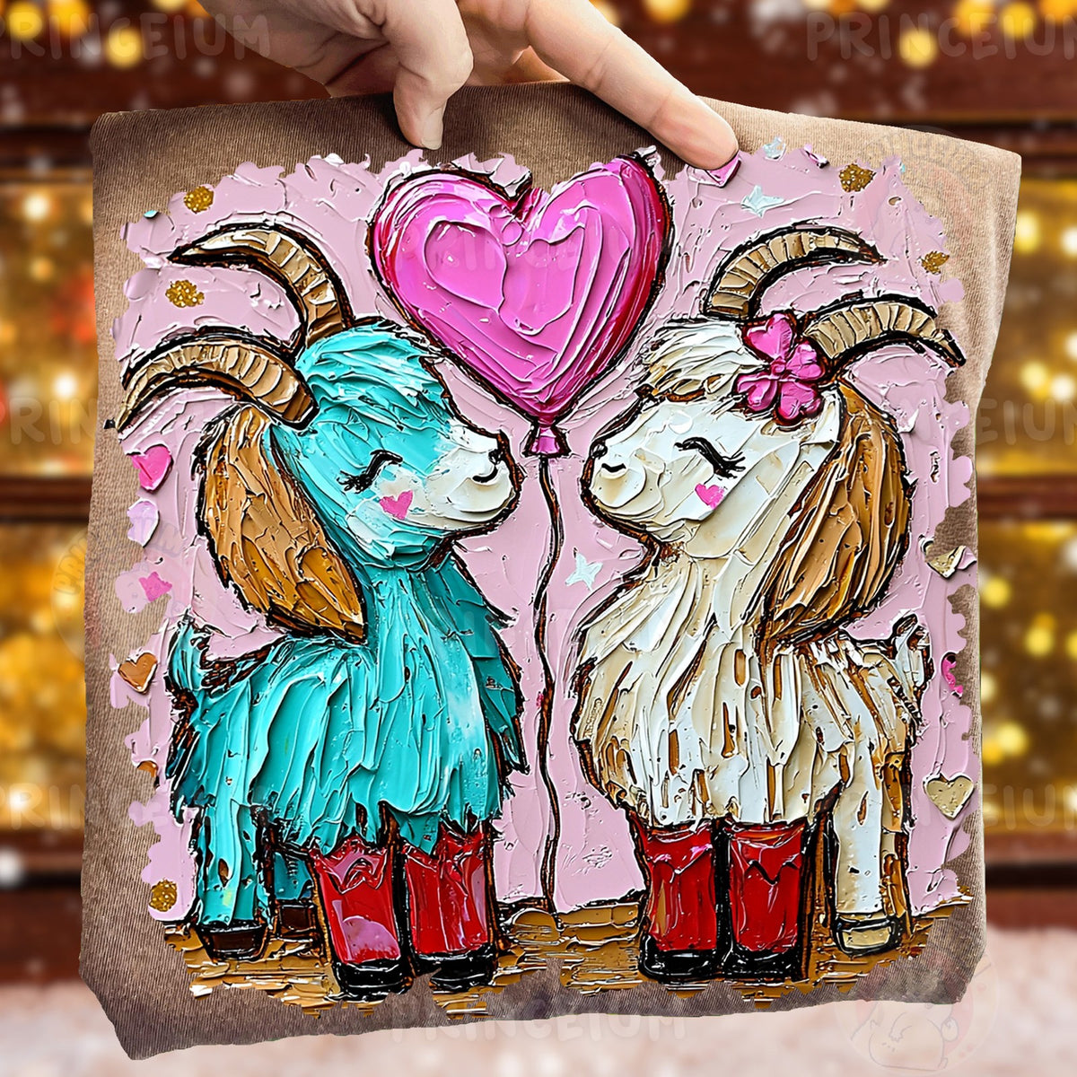 Lovestruck Goats with Heart Balloon
