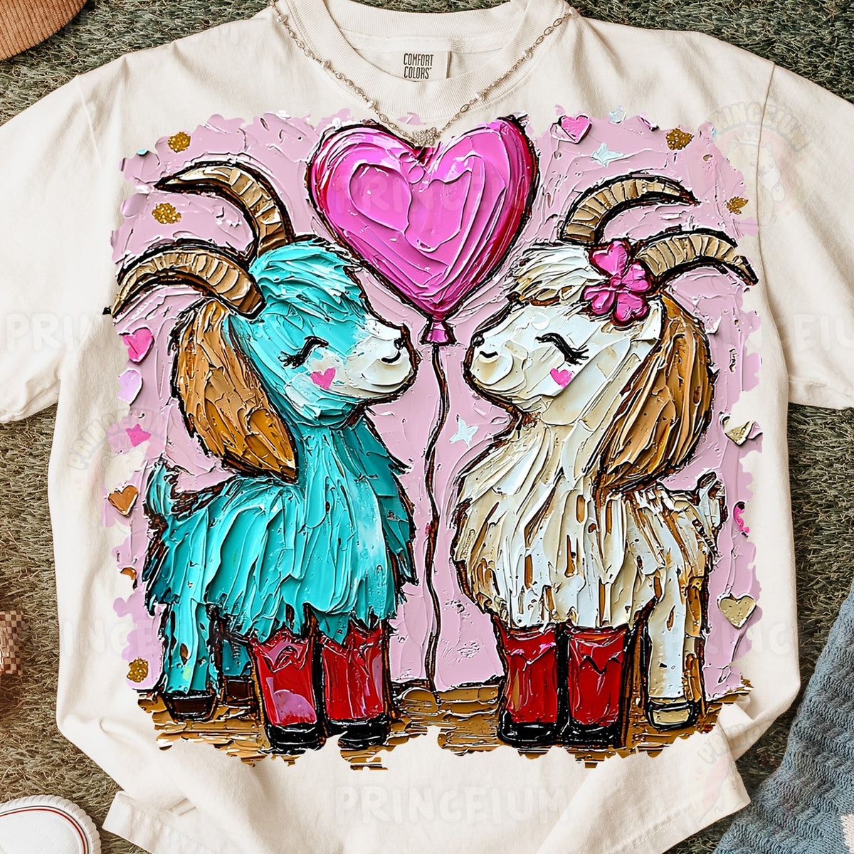 Lovestruck Goats with Heart Balloon