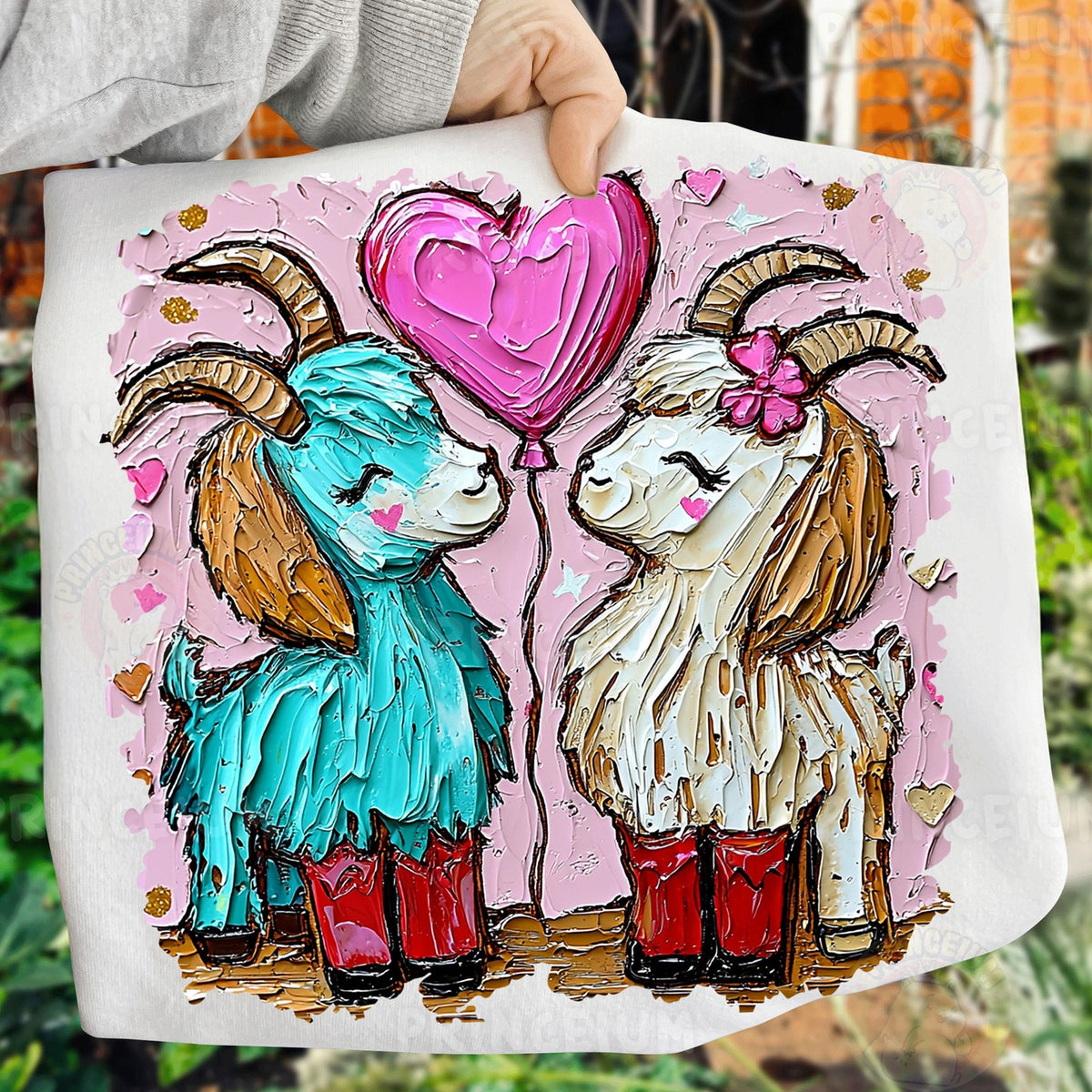 Lovestruck Goats with Heart Balloon