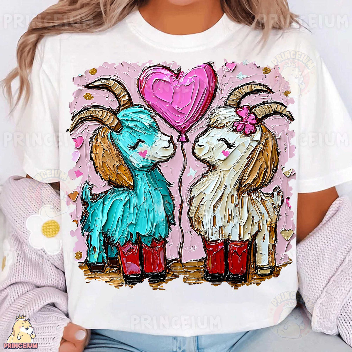 Lovestruck Goats with Heart Balloon
