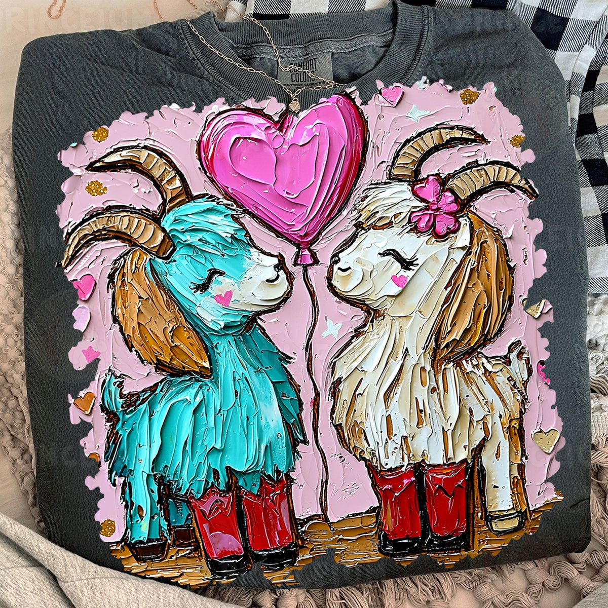 Lovestruck Goats with Heart Balloon