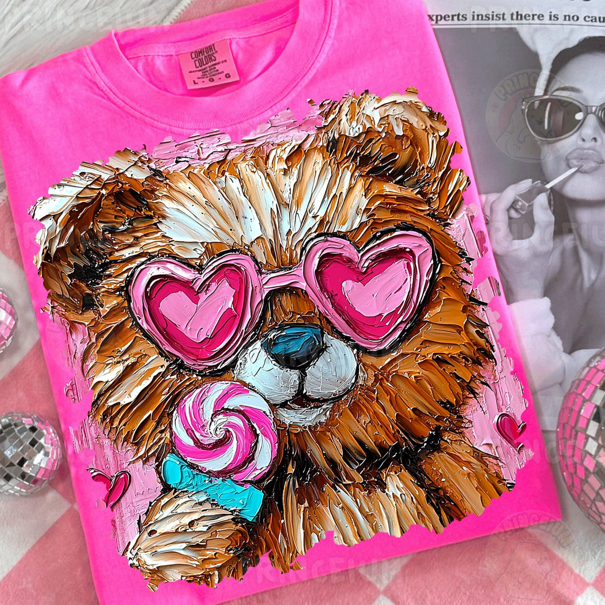Heart Glasses Puppy with Lollipop