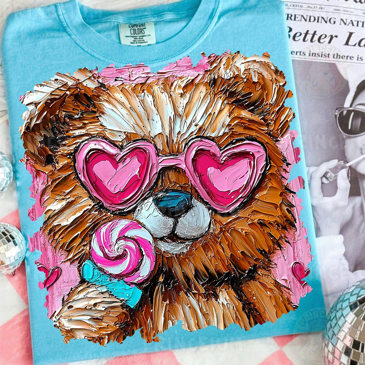 Heart Glasses Puppy with Lollipop