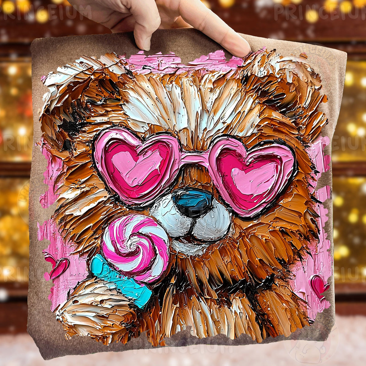 Heart Glasses Puppy with Lollipop