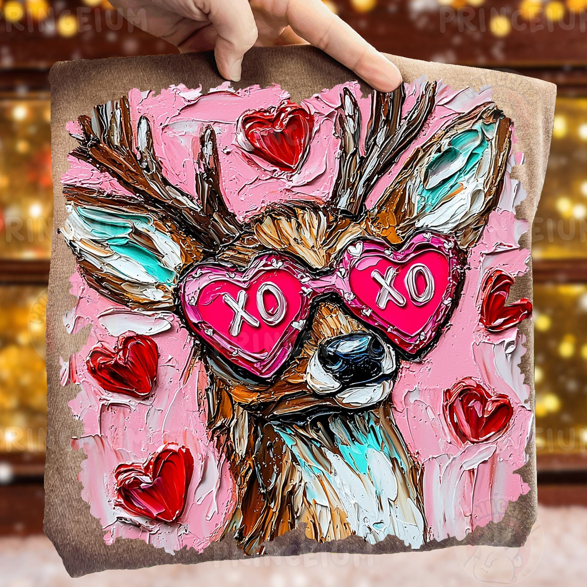 Highland Cow in XO Heart Glasses