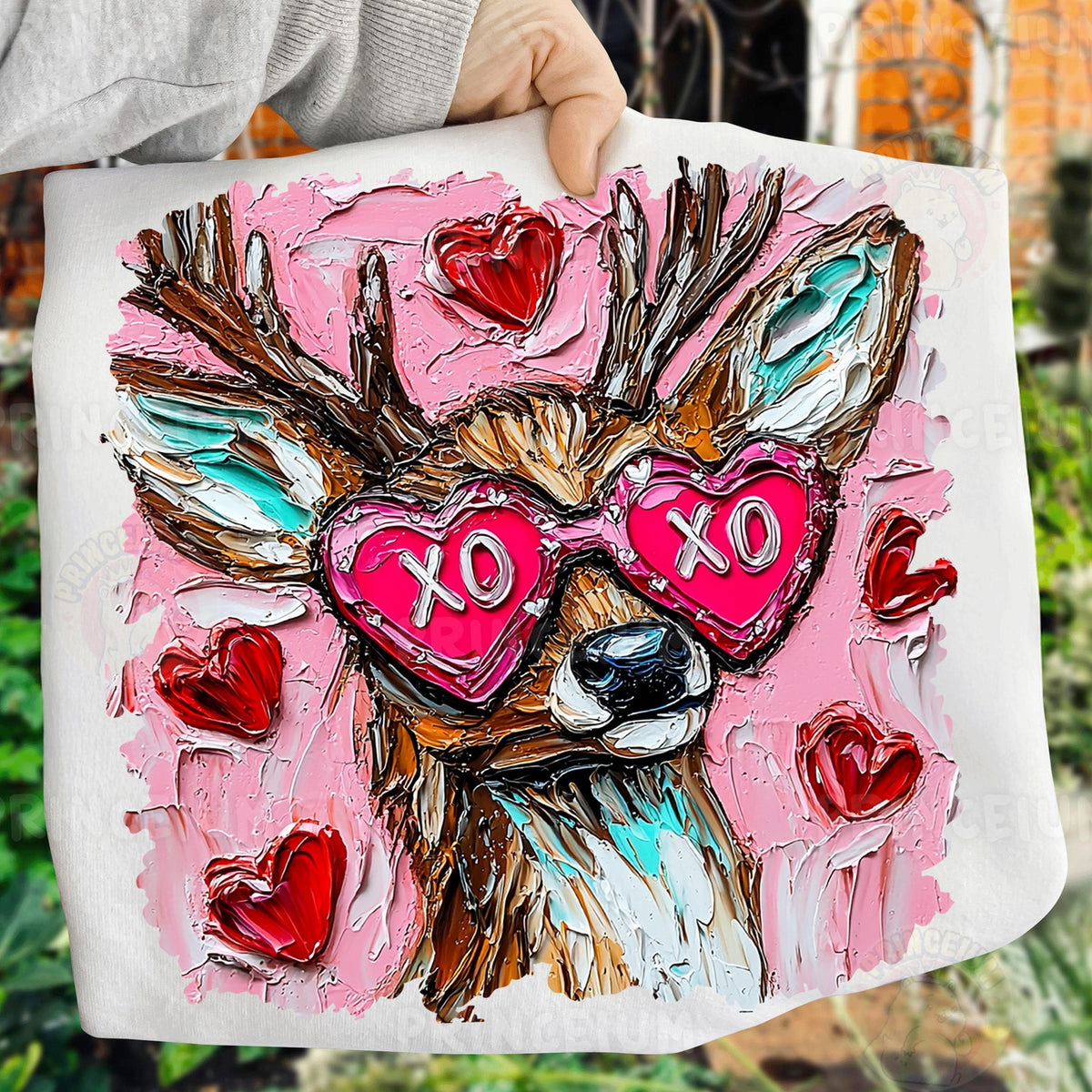 Highland Cow in XO Heart Glasses