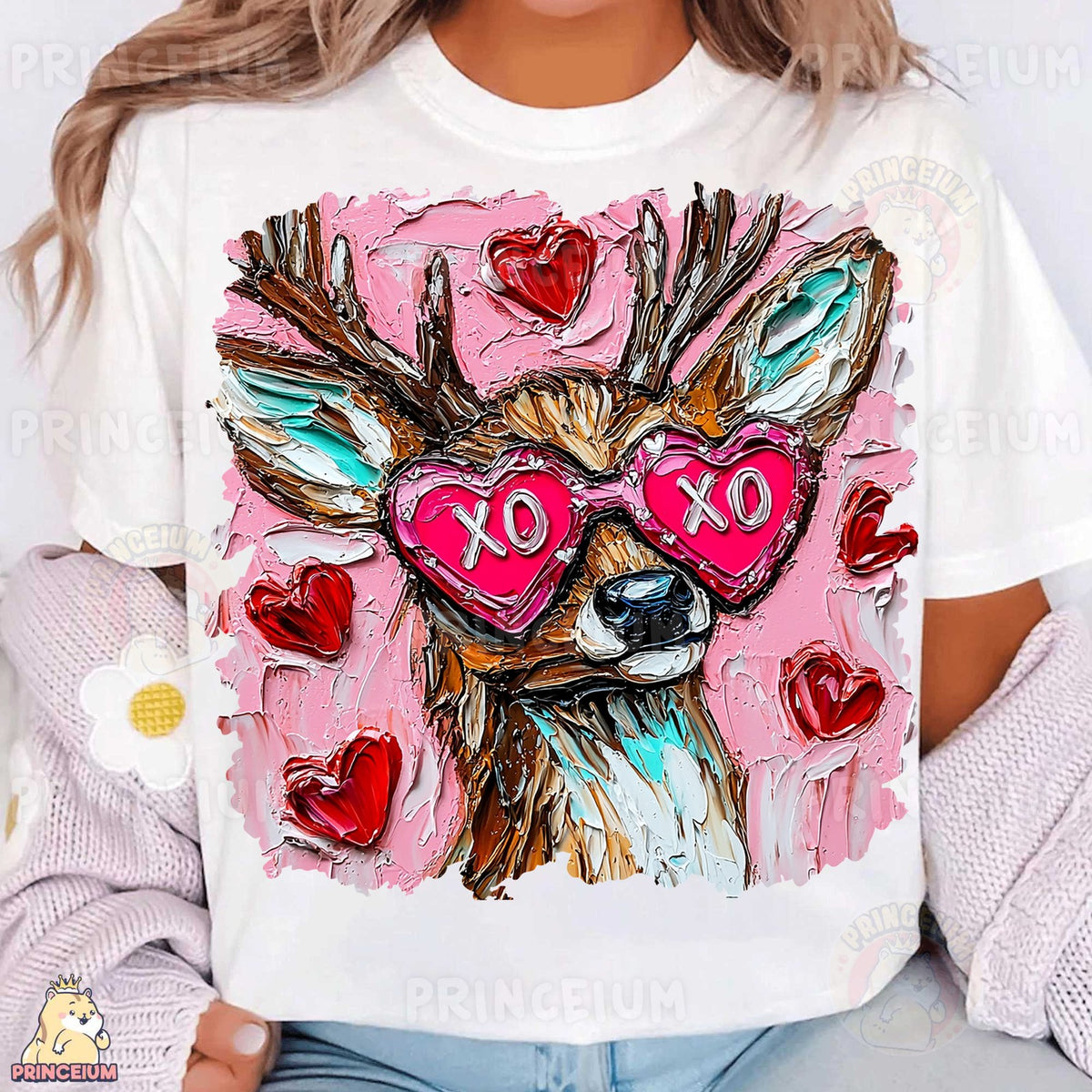 Highland Cow in XO Heart Glasses