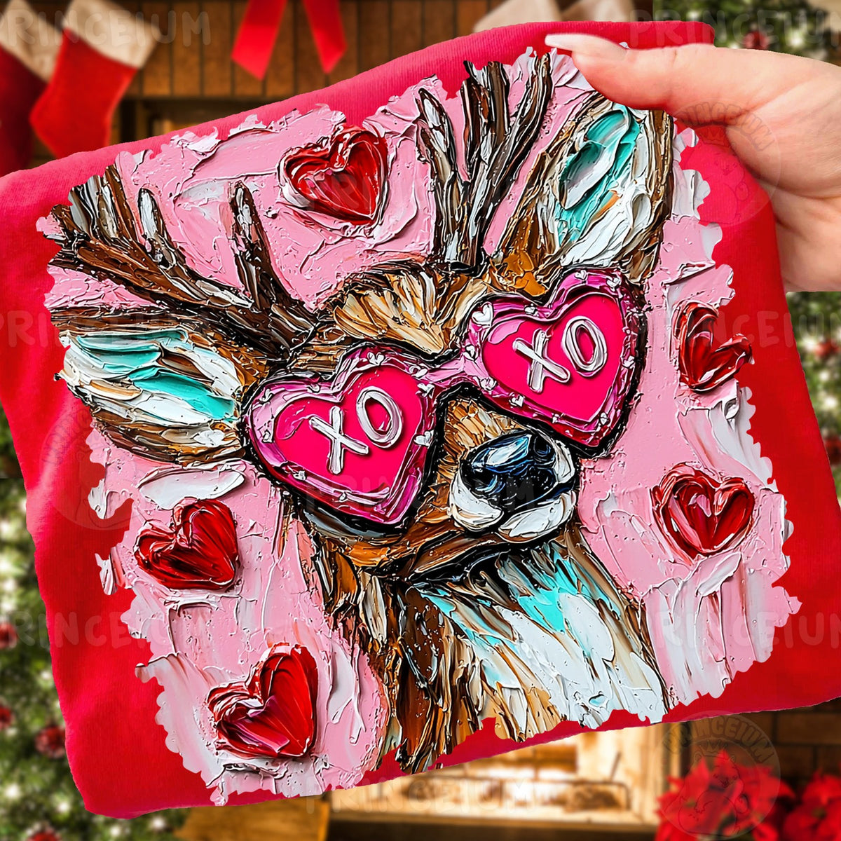 Highland Cow in XO Heart Glasses