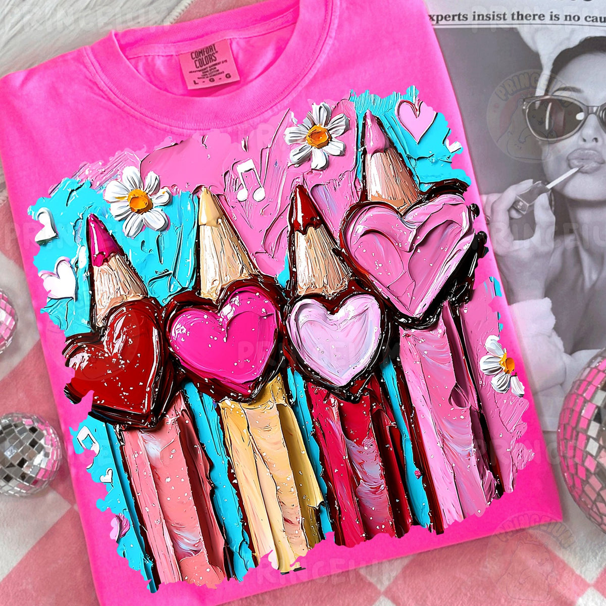 Painted Heart Pencils