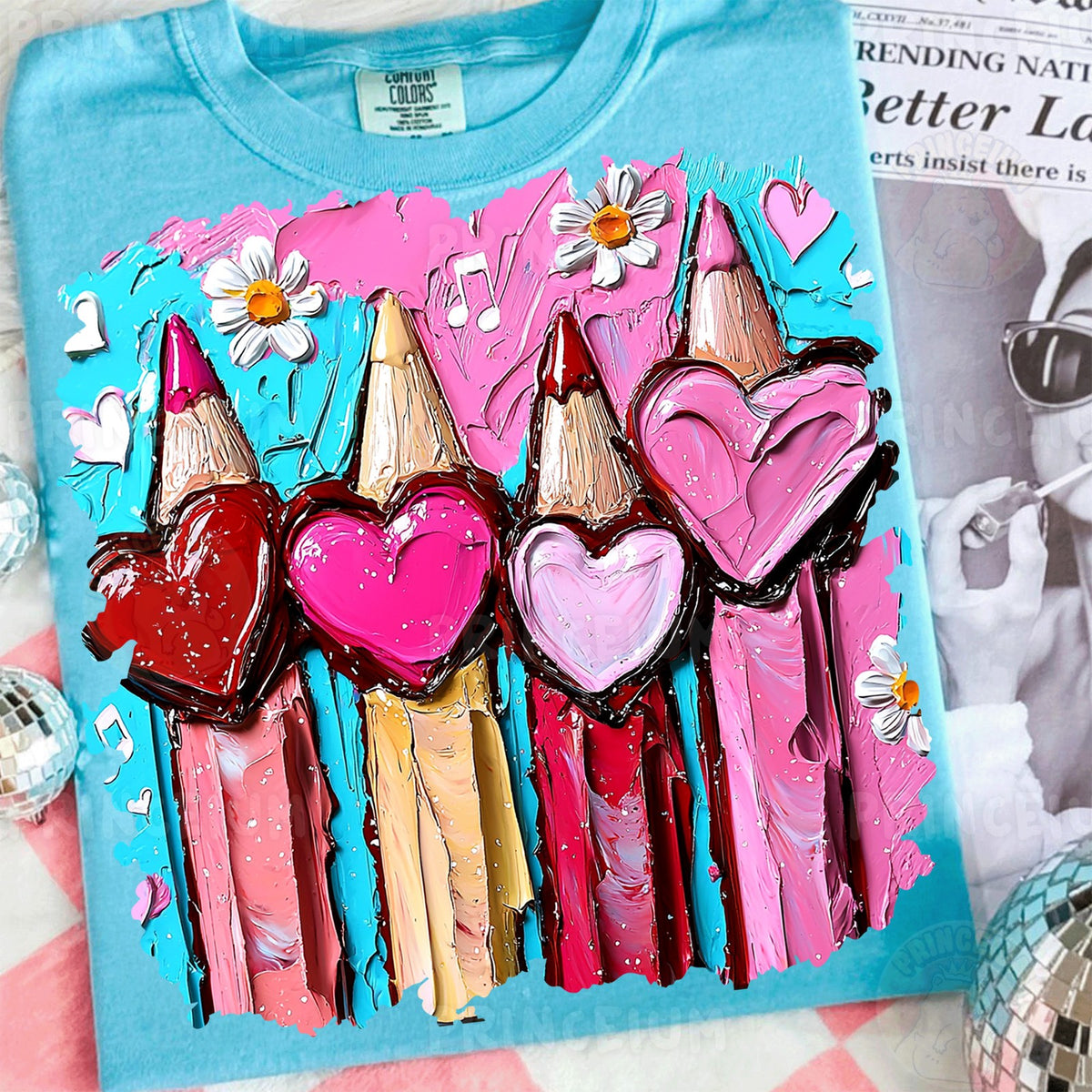 Painted Heart Pencils