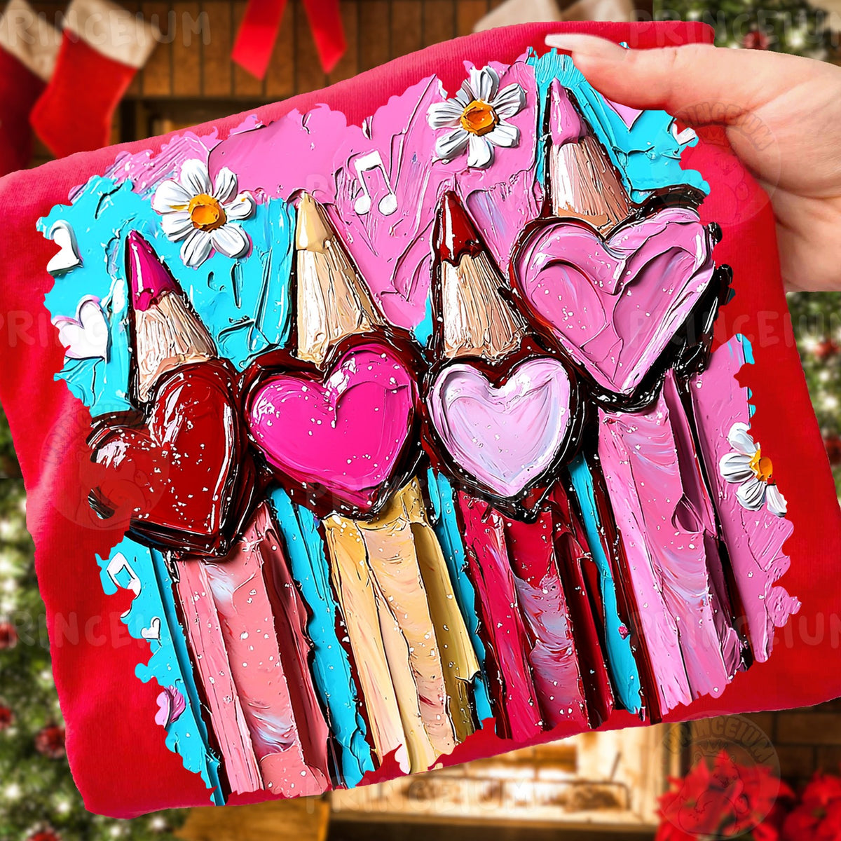 Painted Heart Pencils