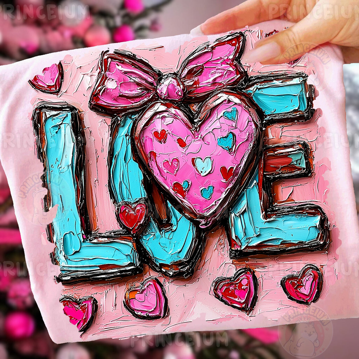 Painted LOVE Heart with Bow