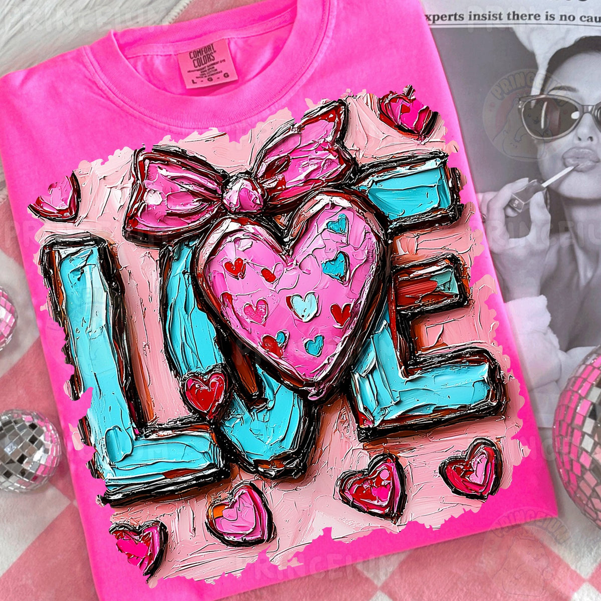 Painted LOVE Heart with Bow