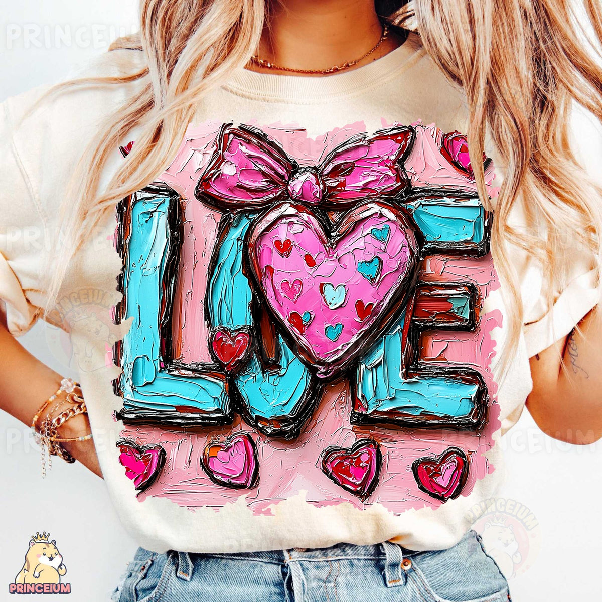 Painted LOVE Heart with Bow