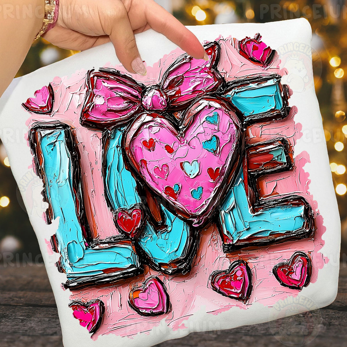 Painted LOVE Heart with Bow