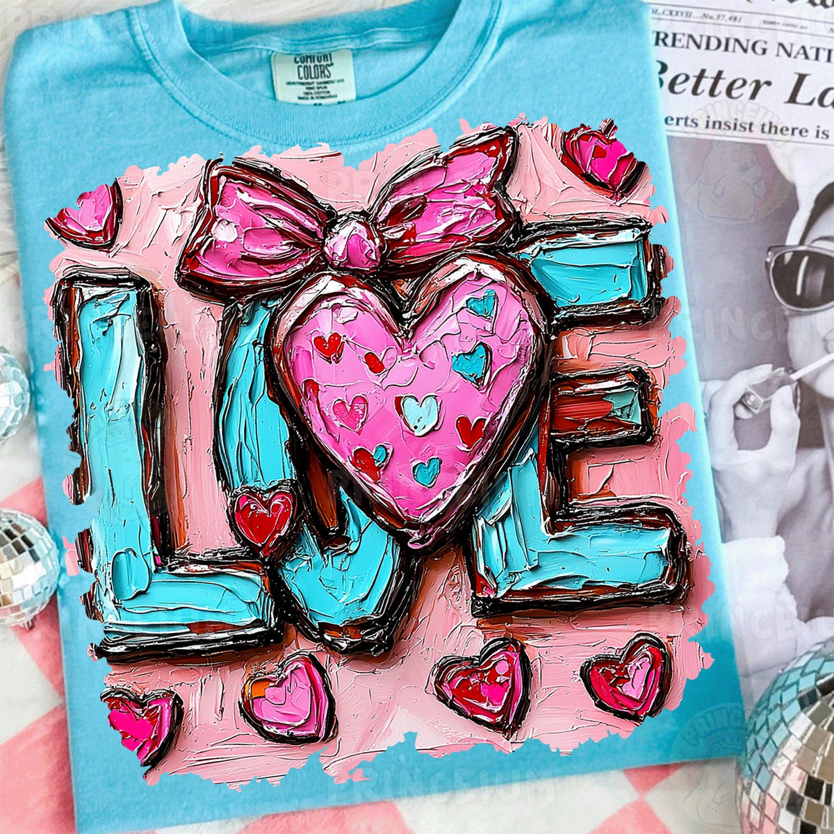 Painted LOVE Heart with Bow