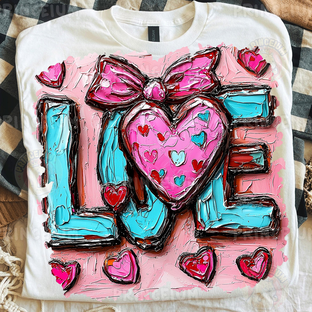 Painted LOVE Heart with Bow