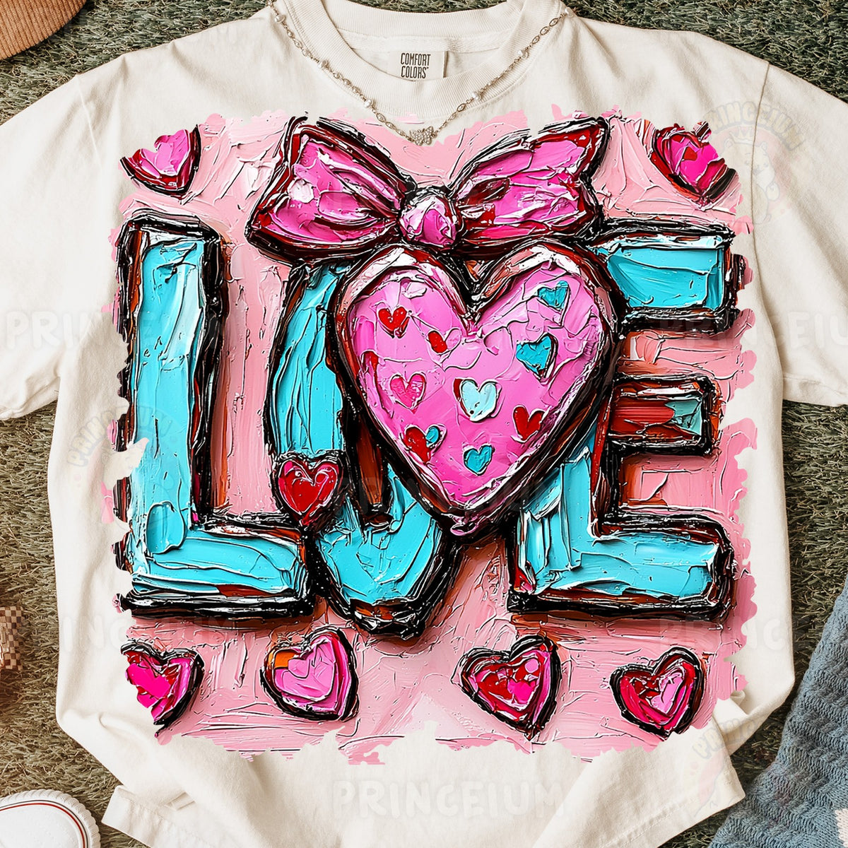 Painted LOVE Heart with Bow