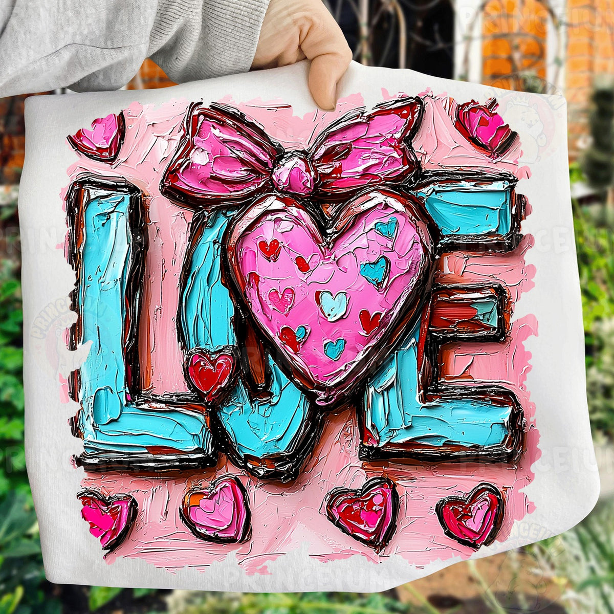 Painted LOVE Heart with Bow