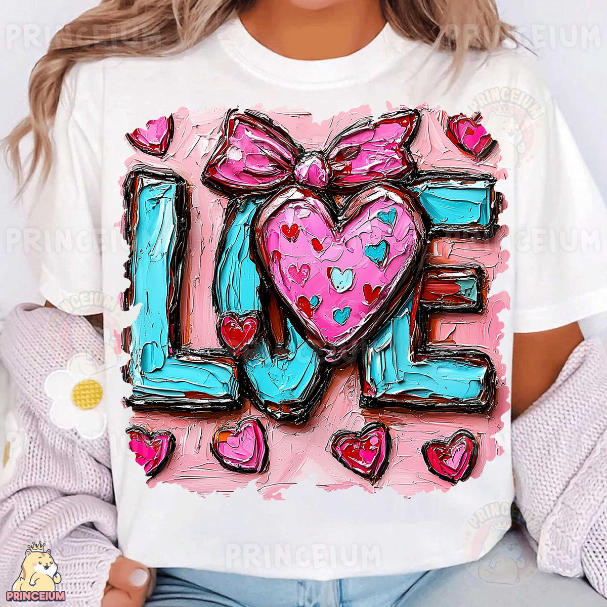 Painted LOVE Heart with Bow