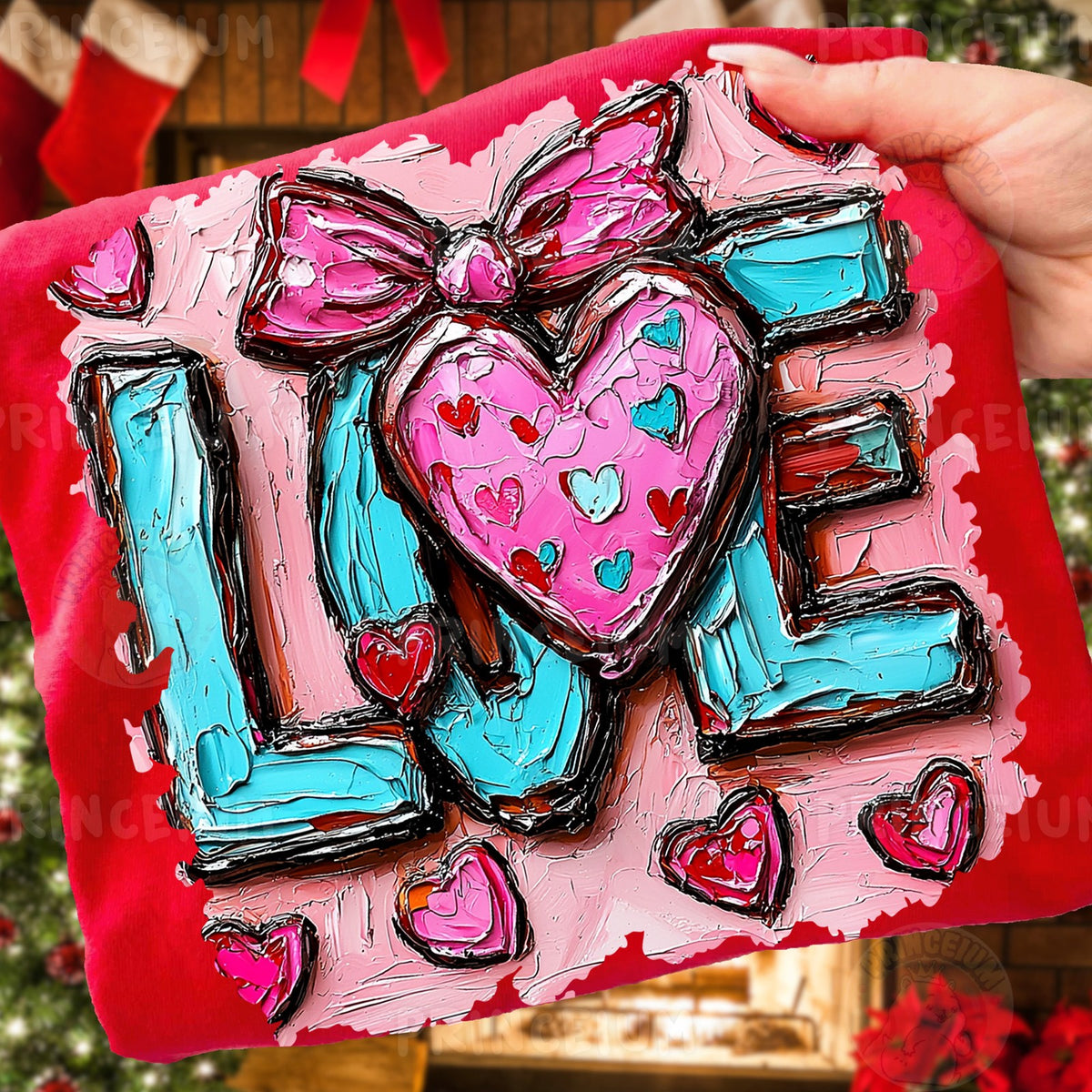 Painted LOVE Heart with Bow