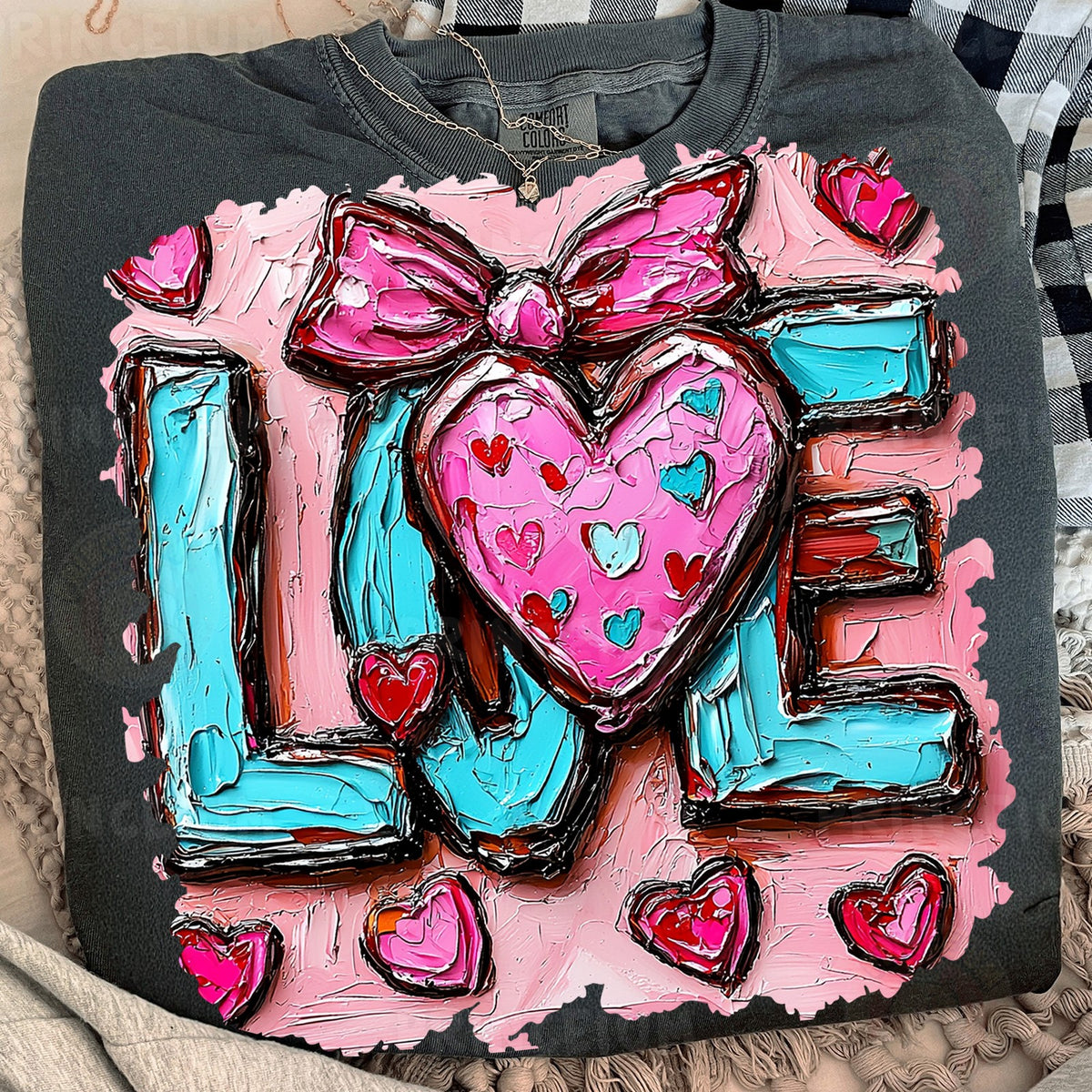 Painted LOVE Heart with Bow