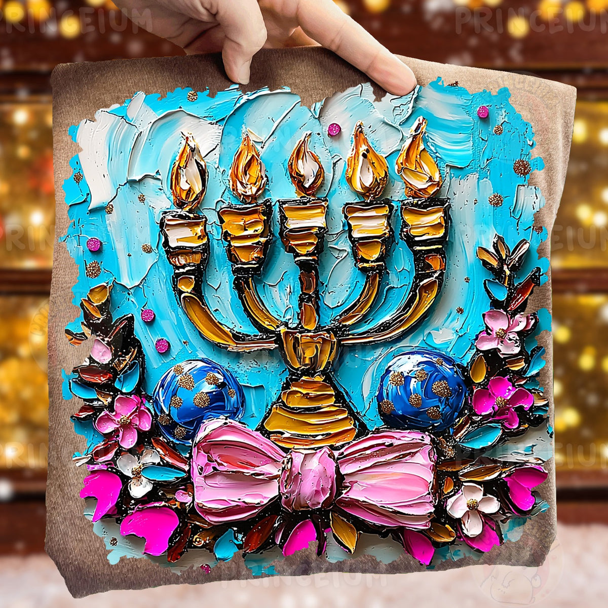 Textured Menorah Hanukkah