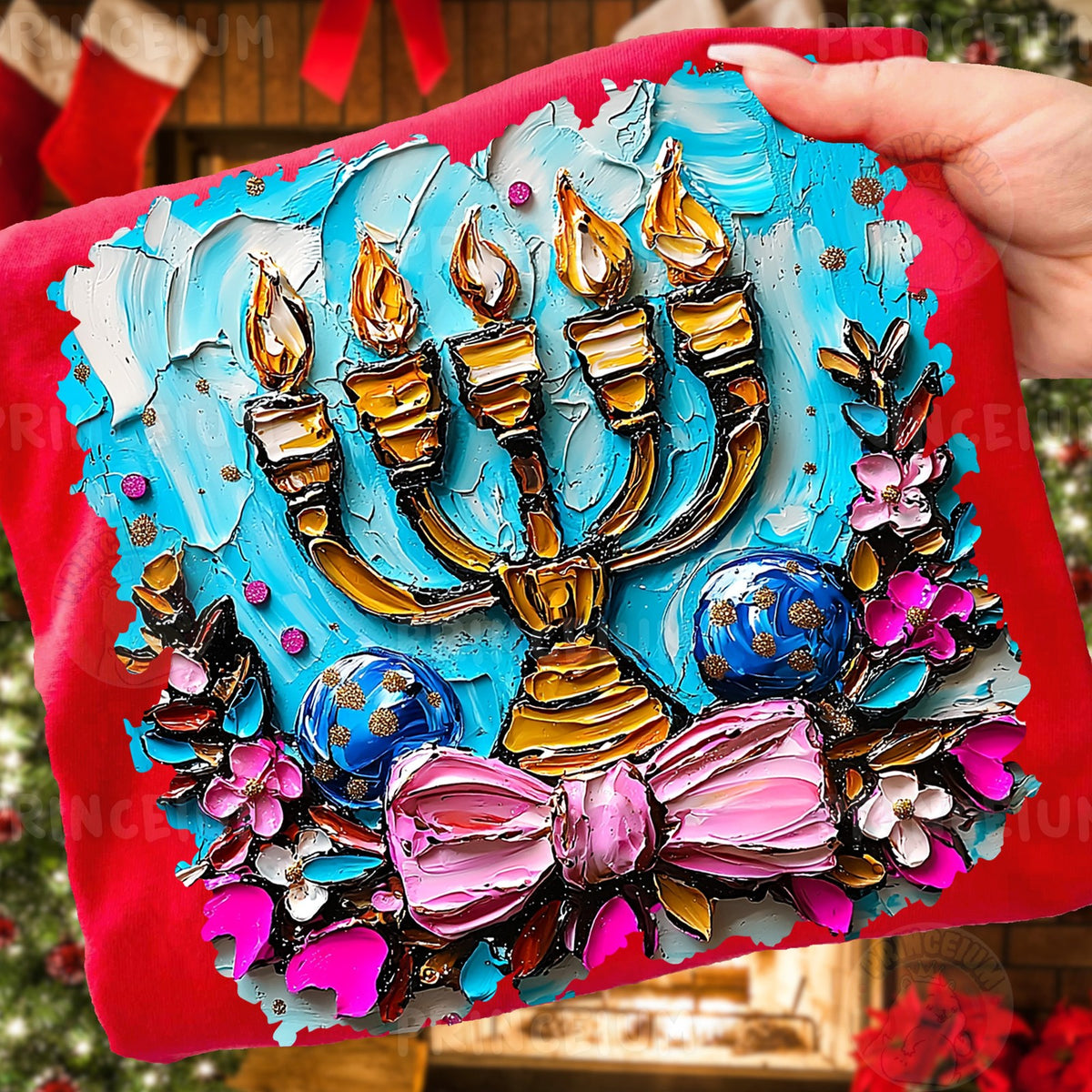 Textured Menorah Hanukkah