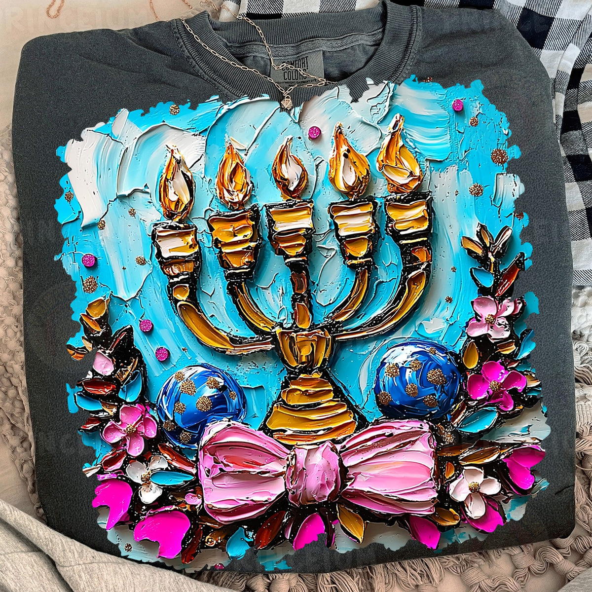 Textured Menorah Hanukkah