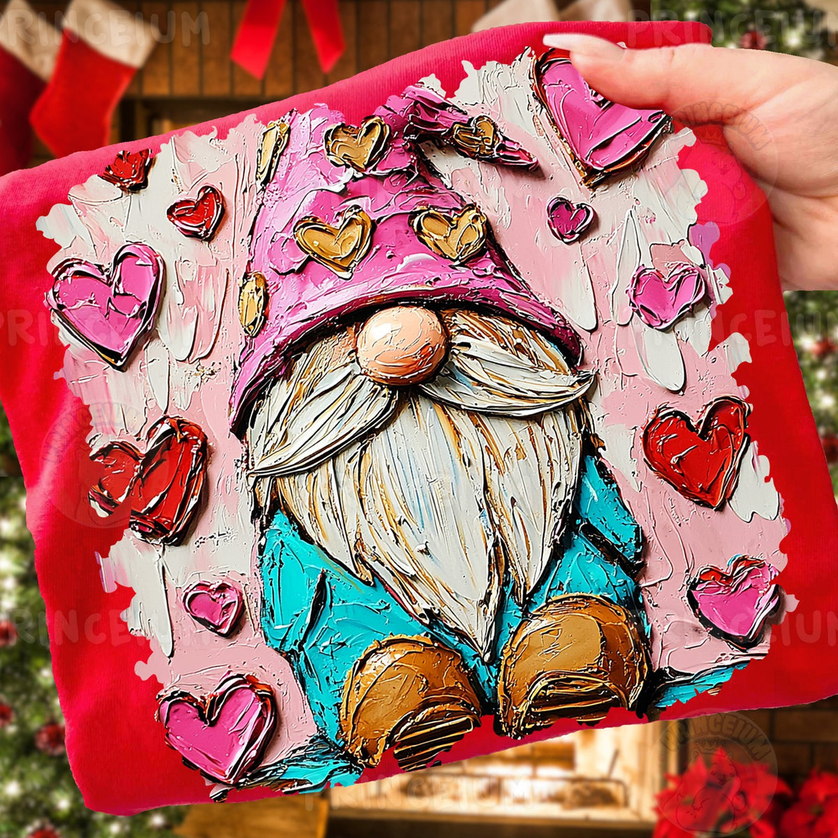Valentine Gnome with Hearts